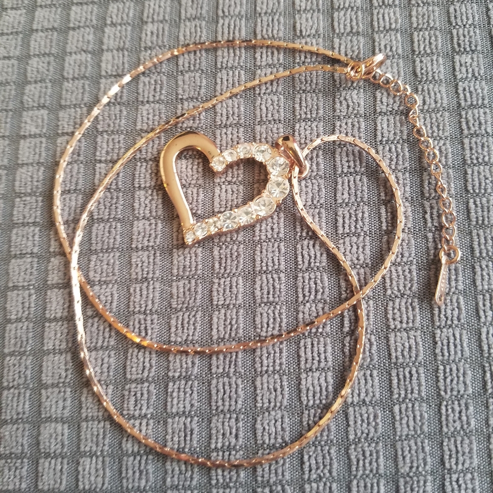 Rose Gold Heart Pendant on Adjustable Chain